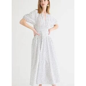 Elegant White Polka Dot Dress